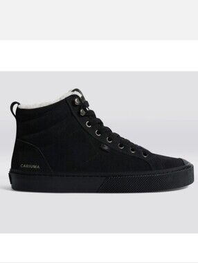 NEW Cariuma Black Vegan Suede Sherpa Lined Hightop Sneaker 10W